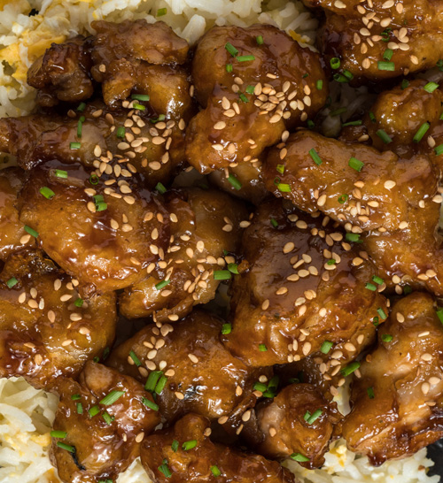 Pollo oriental con jarabe de arroz