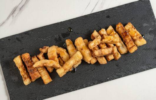 Berenjenas fritas con sirope de arroz