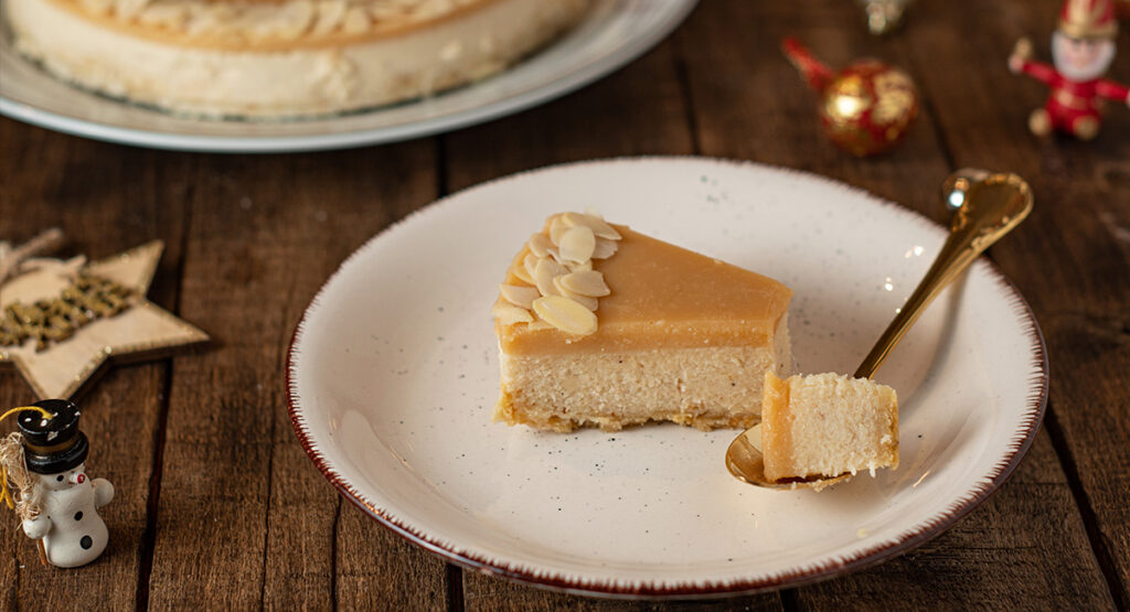 Tarta de praliné y crema de caramelo salado