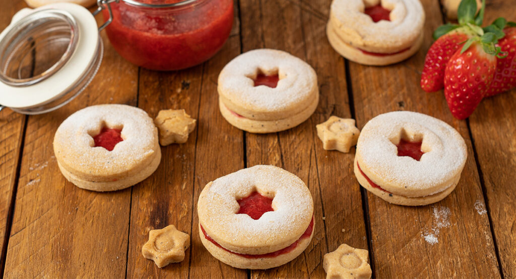 Galletas Linzer rellenas sin azúcar