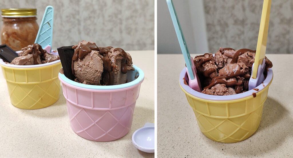 Helado casero de crema de avellanas y cacao (Nutella)