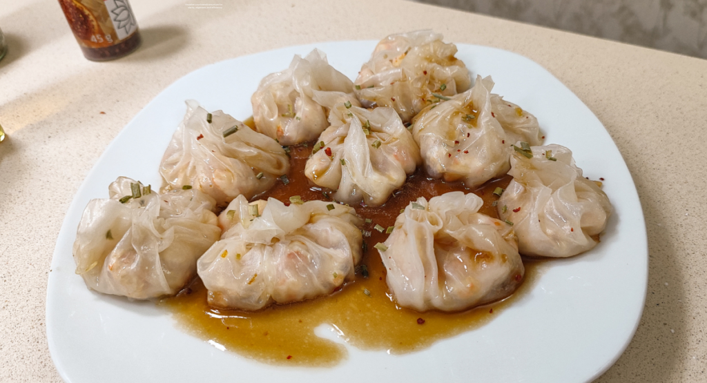 Dim sum rellenos de gambas