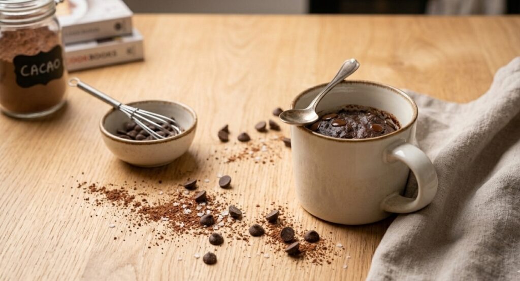 Mugcake de avena y chocolate