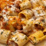 Paccheri con salchicha y guanciale sin gluten